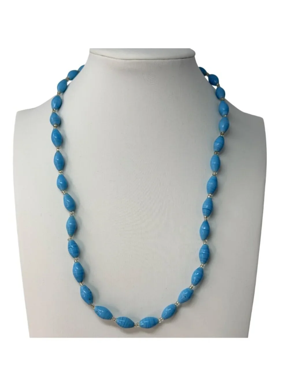 Lot 12 Vintage 1960s Glass Bead Necklaces NOS Black, Blue, White, Tan, Tangerine